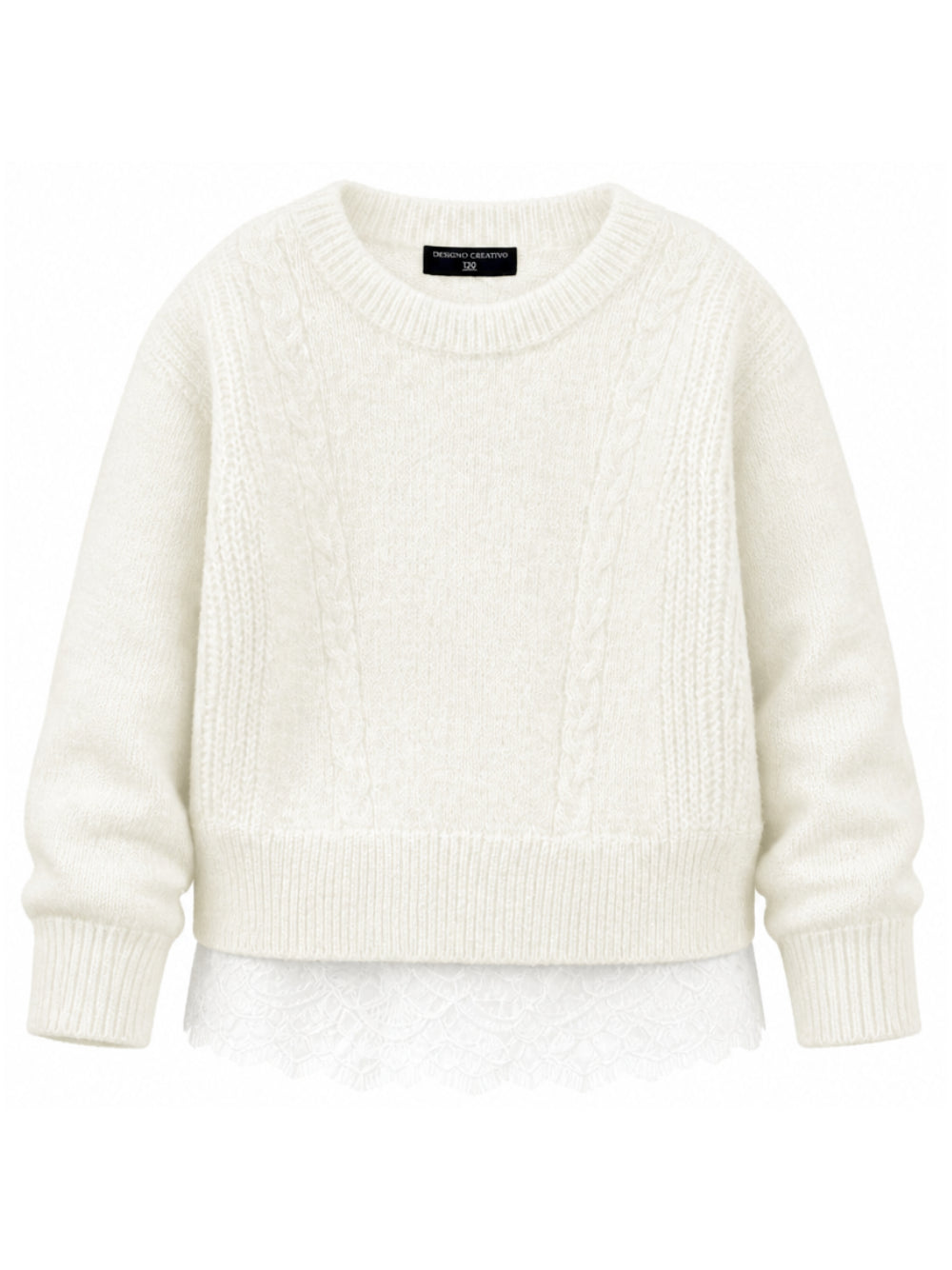 Maglione per bambina Ermanno Scervino Kids bianco con maglia intrecciata Z9H604 8710 0001 ERMANNO SCERVINO KIDS 