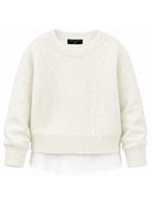 Maglione per bambina Ermanno Scervino Kids bianco con maglia intrecciata Z9H604 8710 0001 ERMANNO SCERVINO KIDS 