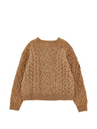 Maglione per bambina Ermanno Scervino Kids marrone con design intrecciato Z9H607 8715 0103 ERMANNO SCERVINO KIDS 