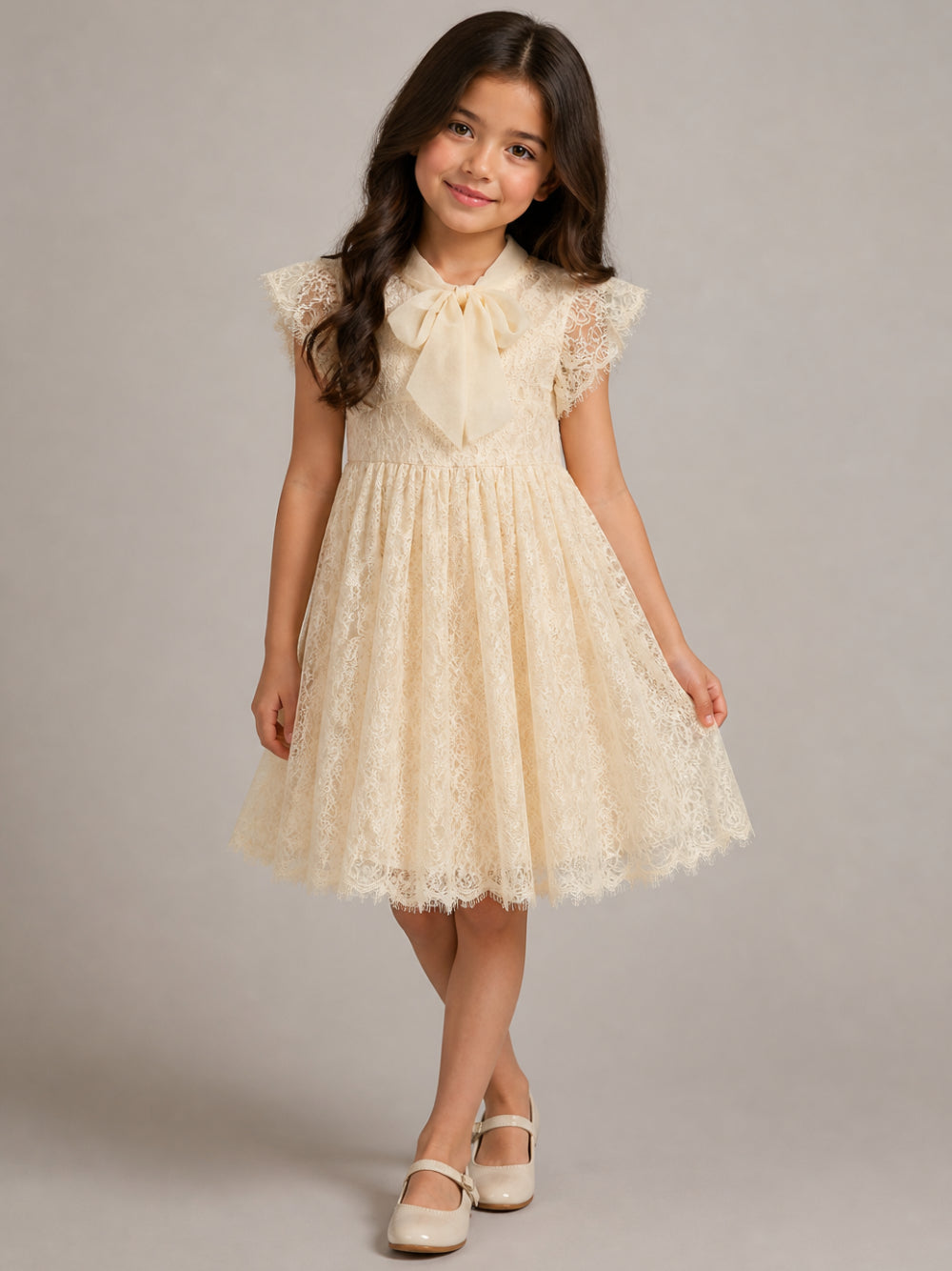Abito per bambina Ermanno Scervino Kids bianco con trama in pizzo Z9H900 8098 0002 ERMANNO SCERVINO KIDS 