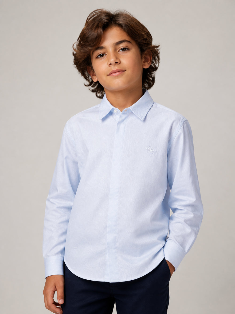 Camicia per bambino Etro Kids azzurra con effetto jacquard GW5P10 P0472 600 ETRO KIDS 