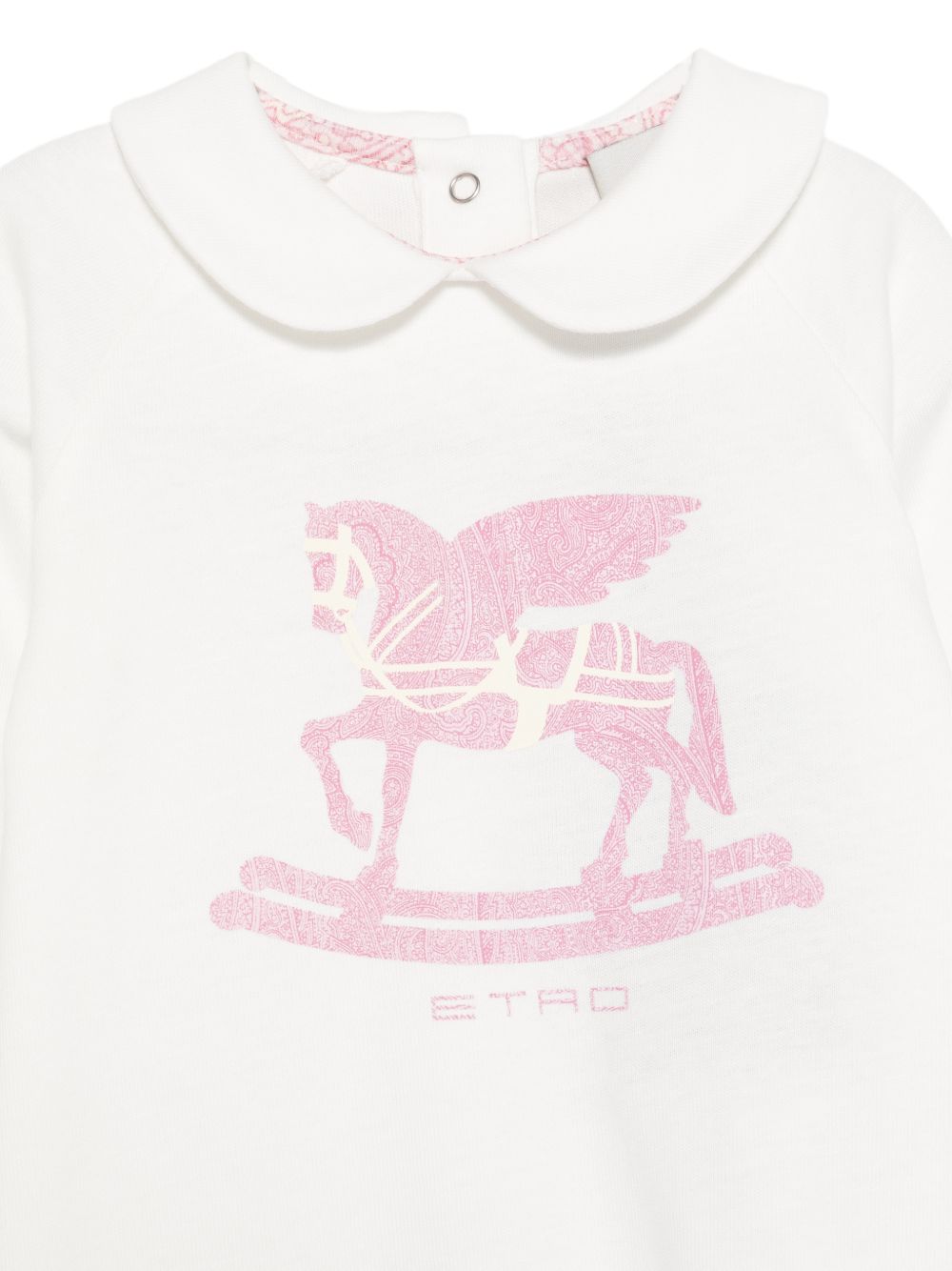 Set tutina, bavaglino e cappellino per neonata ETRO KIDS bianchi con stampa Pegaso (set 3 pezzi) GYB540 Z3672 102RS ETRO KIDS 