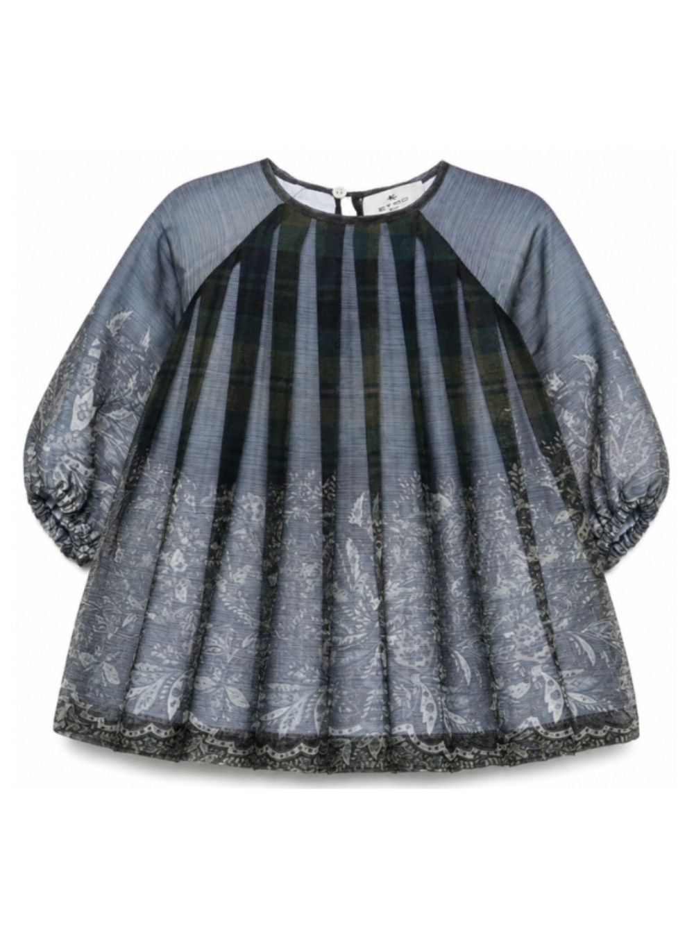 Abito per neonata Etro Kids blu plissettato con stampa floreale GZ1021 K0307 719BL ETRO KIDS 