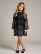 Abito per bambina Etro Kids blu plissettato in crepon leggero con stampa GZ1A31 K0307 719BL ETRO KIDS 
