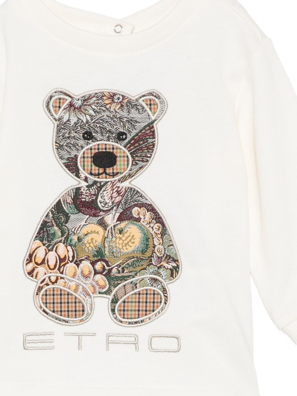 Felpa per neonati Etro Kids bianca con patch orsetto in paisley GZ4500 Z3183 102 ETRO KIDS 