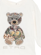 Felpa per neonati Etro Kids bianca con patch orsetto in paisley GZ4500 Z3183 102 ETRO KIDS 