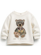 Felpa per neonati Etro Kids bianca con patch orsetto in paisley GZ4500 Z3183 102 ETRO KIDS 