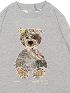 Felpa per neonato Etro Kids grigia con stampa orsetto sul davanti GZ4500 Z3188 806 ETRO KIDS 
