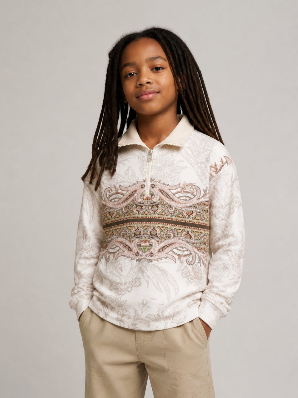 T-shirt per bambino Etro Kids bianca con stampa Paisley all-over GZ4H20 Z3694 115MC ETRO KIDS 