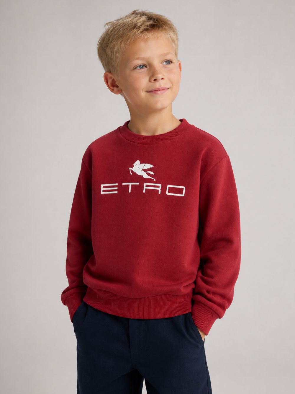 Felpa per bambino Etro Kids rossa con logo stampato sul davanti GZ4P00 Z3183 52C ETRO KIDS 