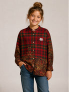 Camicia per bambina Etro Kids rossa a quadri con stampa paisley GZ5A20 P0632 418MC ETRO KIDS 