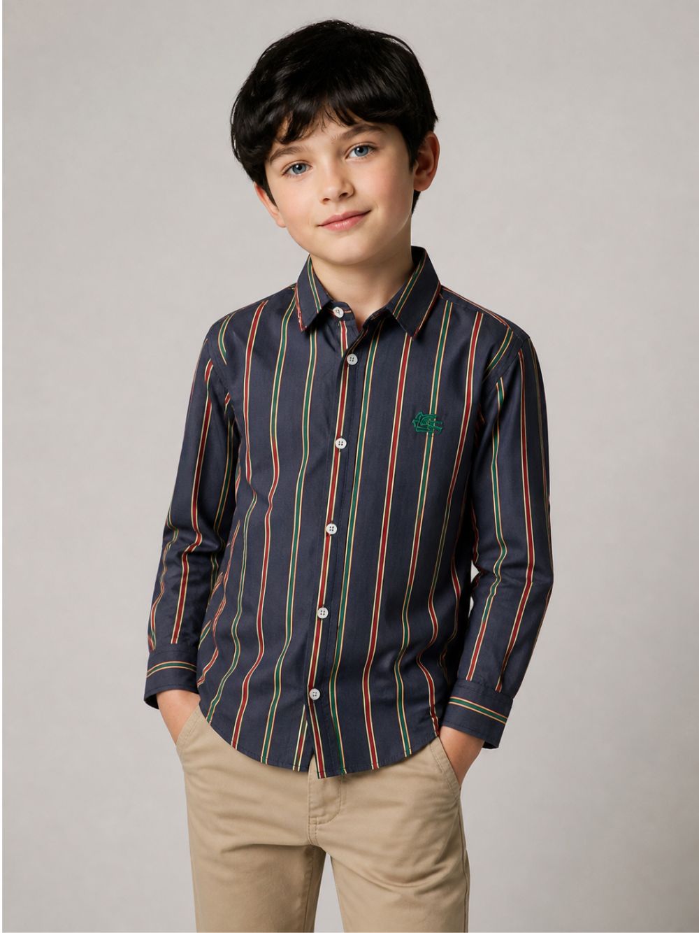 Camicia Pegaso per bambino Etro Kids blu con motivo a righe GZ5H10 P0622 617VE ETRO KIDS 