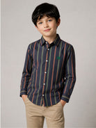 Camicia Pegaso per bambino Etro Kids blu con motivo a righe GZ5H10 P0622 617VE ETRO KIDS 