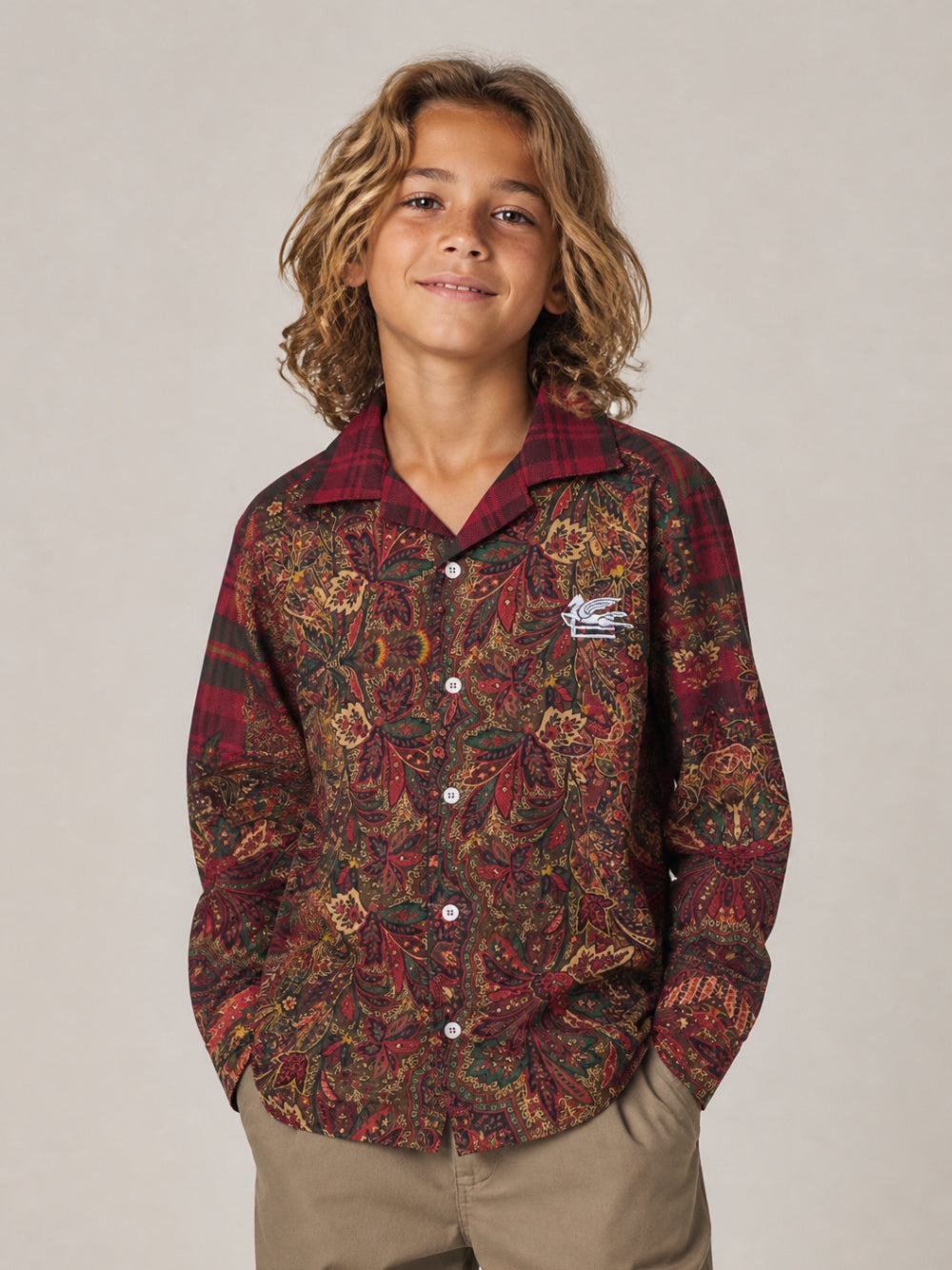 Camicia per bambino Etro Kids rossa con stampa Paisley all-over GZ5H40 P0632 418MC ETRO KIDS 