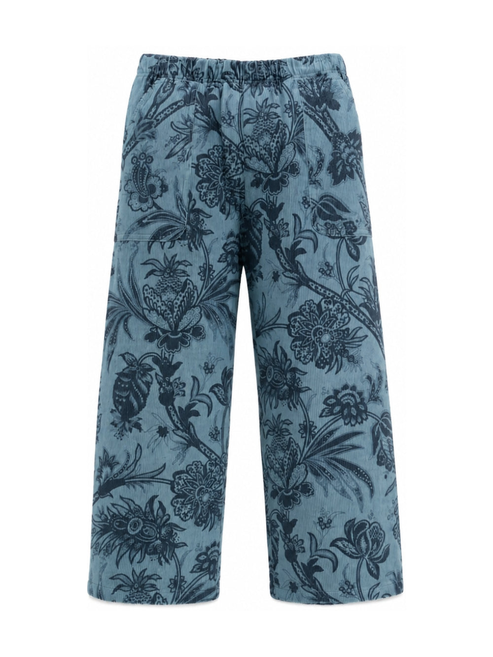 Pantaloni per bambino Etro Kids azzurri a coste con stampa a fiori GZ6H70 V0197 623BL ETRO KIDS 