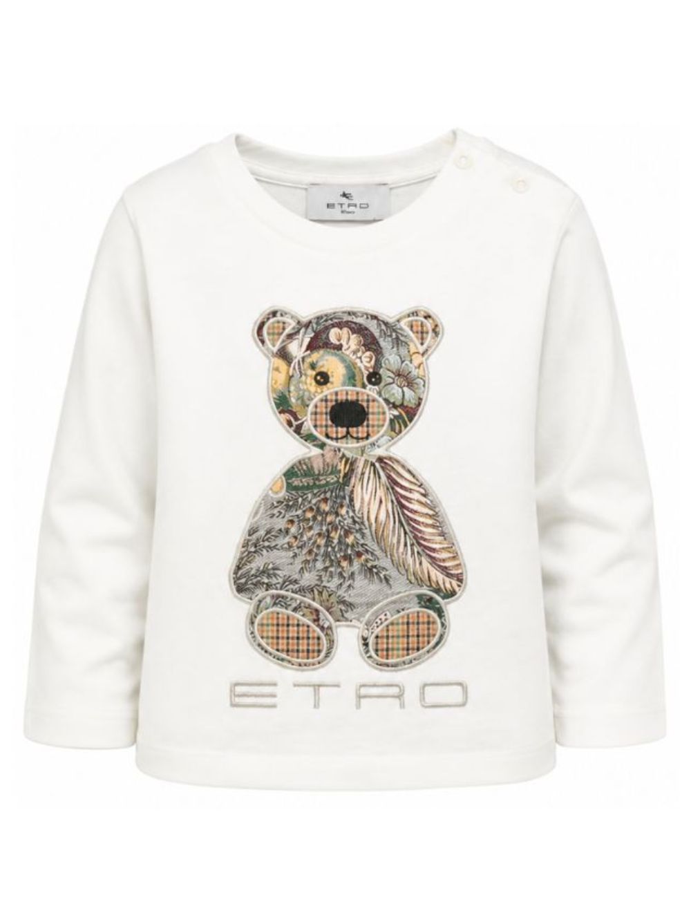 T-shirt per neonati Etro Kids bianca con ricamo orsetto sul davanti GZ8520 Z3672 102 ETRO KIDS 