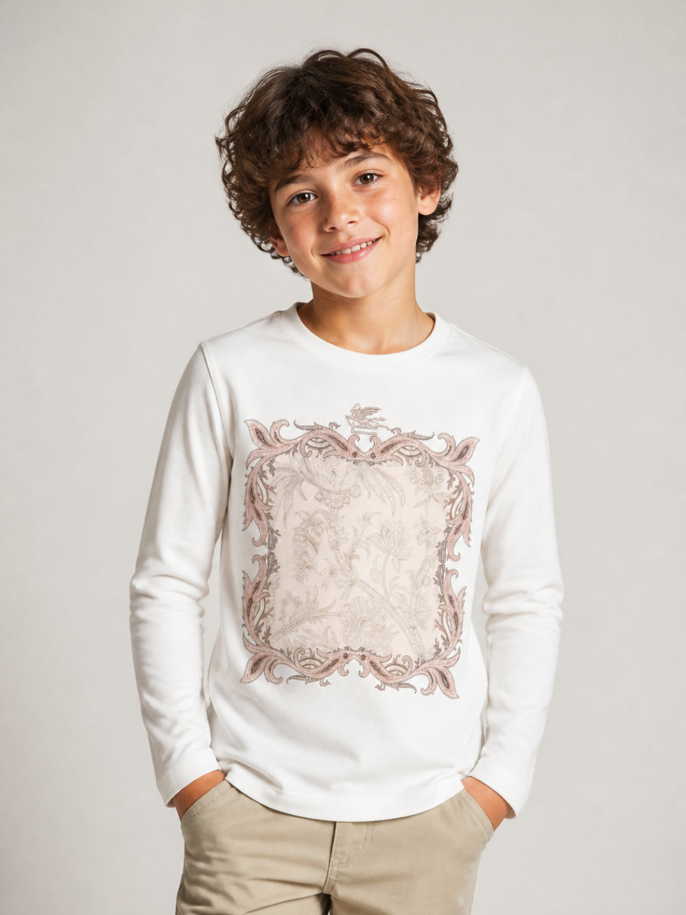T-shirt per bambino Etro Kids bianca con stampa Paisley sul davanti GZ8A90 Z3672 102 ETRO KIDS 