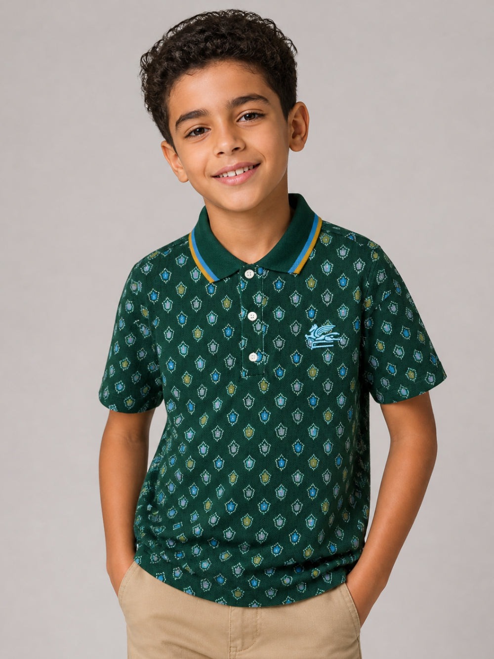 T-shirt per bambino Etro Kids verde con stampa floreale all-over GZ8H31 Z4106 719MC ETRO KIDS 