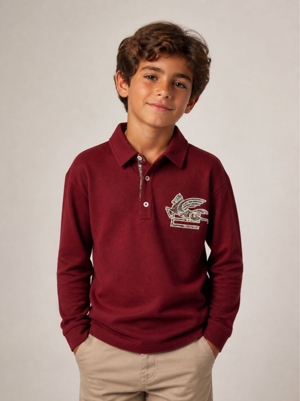 T-shirt per bambino Etro Kids rosso con colletto stile polo GZ8H41 Z0022 52C ETRO KIDS 