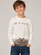 T-shirt per bambino Etro Kids bianca con stampa Paisley sul davanti GZ8H50 Z3672 102 ETRO KIDS 