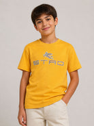 T-shirt per bambino Etro Kids gialla con patch logo GZ8P21 Z3672 216 ETRO KIDS 