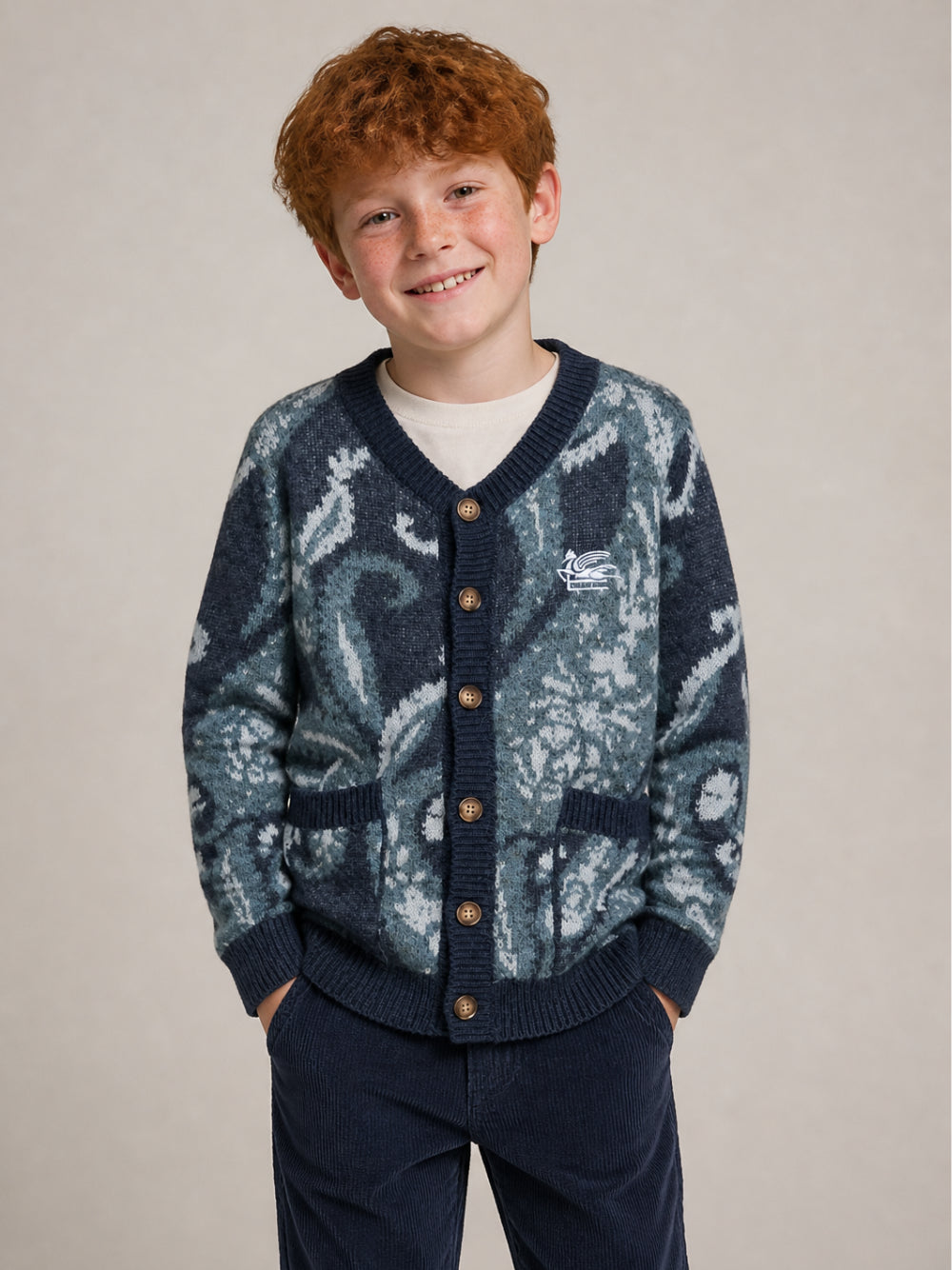 Cardigan per bambino Etro Kids blucon stampa Paisley all-over GZ9P30 W0002 617 ETRO KIDS 