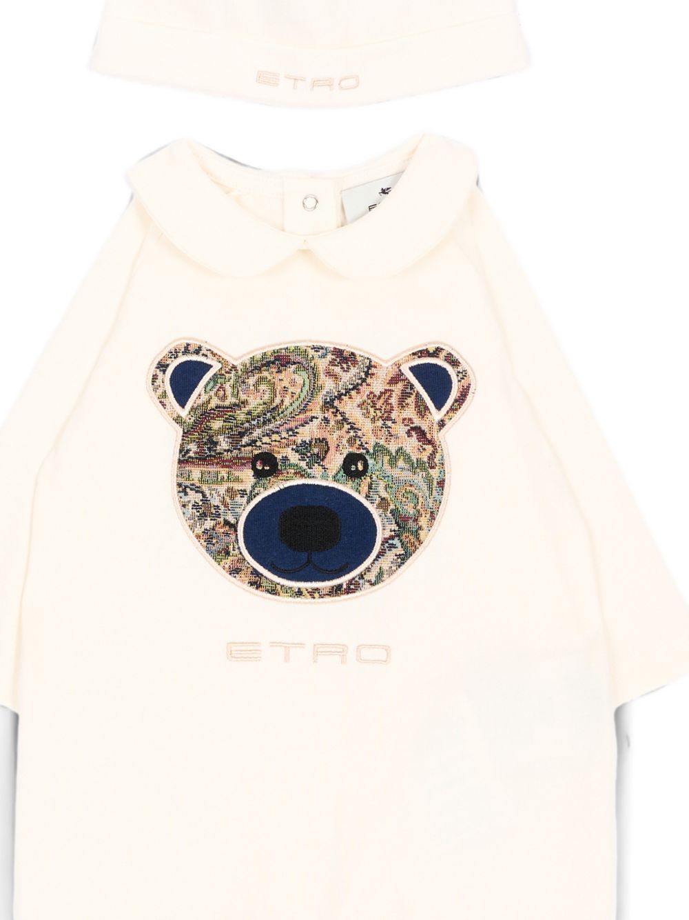 Set tutina e berretto per neonati Etro Kids bianco con orsetto stampato a paisley GZB530 Z3672 102 ETRO KIDS 