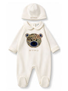 Set tutina e berretto per neonati Etro Kids bianco con orsetto stampato a paisley GZB530 Z3672 102 ETRO KIDS 