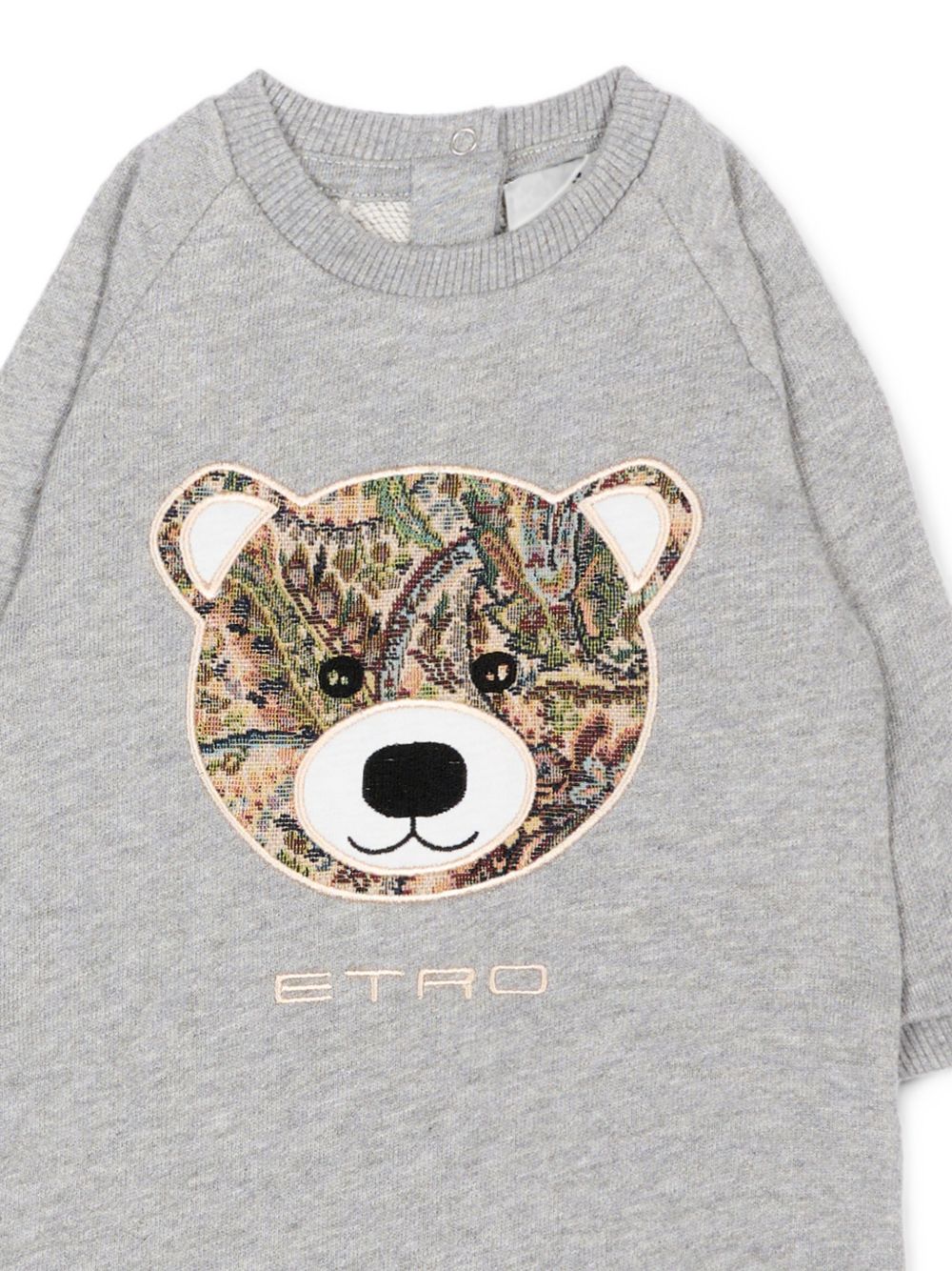 Tutina per neonati Etro Kids grigia con ricamo orsetto sul davanti GZB540 Z3188 806 ETRO KIDS 