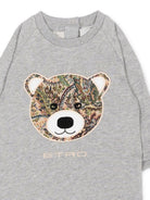 Tutina per neonati Etro Kids grigia con ricamo orsetto sul davanti GZB540 Z3188 806 ETRO KIDS 