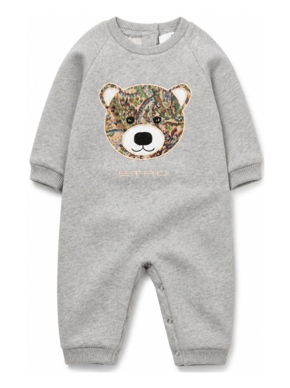 Tutina per neonati Etro Kids grigia con ricamo orsetto sul davanti GZB540 Z3188 806 ETRO KIDS 