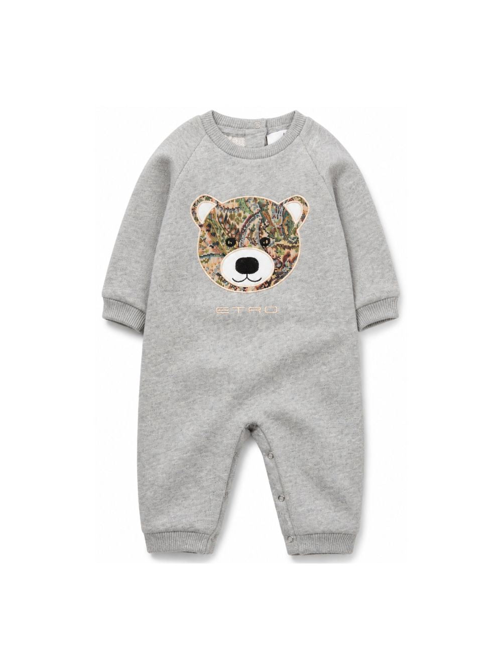 Tutina per neonati Etro Kids grigia con ricamo orsetto sul davanti GZB540 Z3188 806 ETRO KIDS 