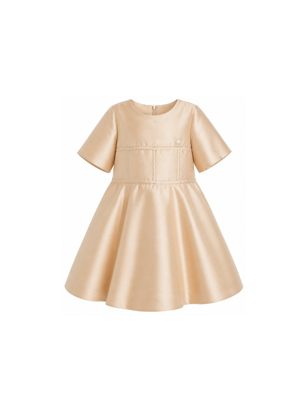 Abito per bambina Elie Saab Kids beige con placca con logo sul davanti EFAB128TS0807 BGE ElIE SAAB KIDS 