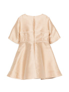 Abito per bambina Elie Saab Kids beige con placca con logo sul davanti EFAB128TS0807 BGE ElIE SAAB KIDS 
