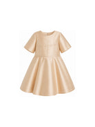Abito per bambina Elie Saab Kids beige con placca con logo sul davanti EFAB128TS0807 BGE ElIE SAAB KIDS 
