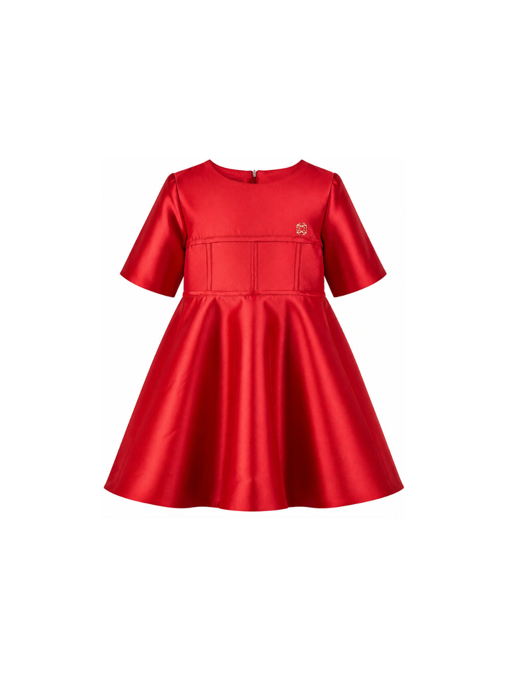 Abito per bambina Elie Saab Kids rosso con placca con logo sul davanti EFAB128TS0807 RED ElIE SAAB KIDS 