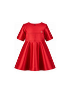 Abito per bambina Elie Saab Kids rosso con placca con logo sul davanti EFAB128TS0807 RED ElIE SAAB KIDS 