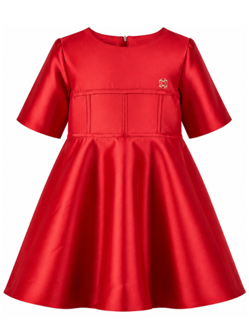 Abito per bambina Elie Saab Kids rosso con placca con logo sul davanti EFAB128TS0807 RED ElIE SAAB KIDS 