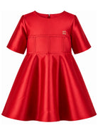 Abito per bambina Elie Saab Kids rosso con placca con logo sul davanti EFAB128TS0807 RED ElIE SAAB KIDS 