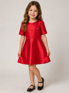 Abito per bambina Elie Saab Kids rosso con placca con logo sul davanti EFAB128TS0807 RED ElIE SAAB KIDS 