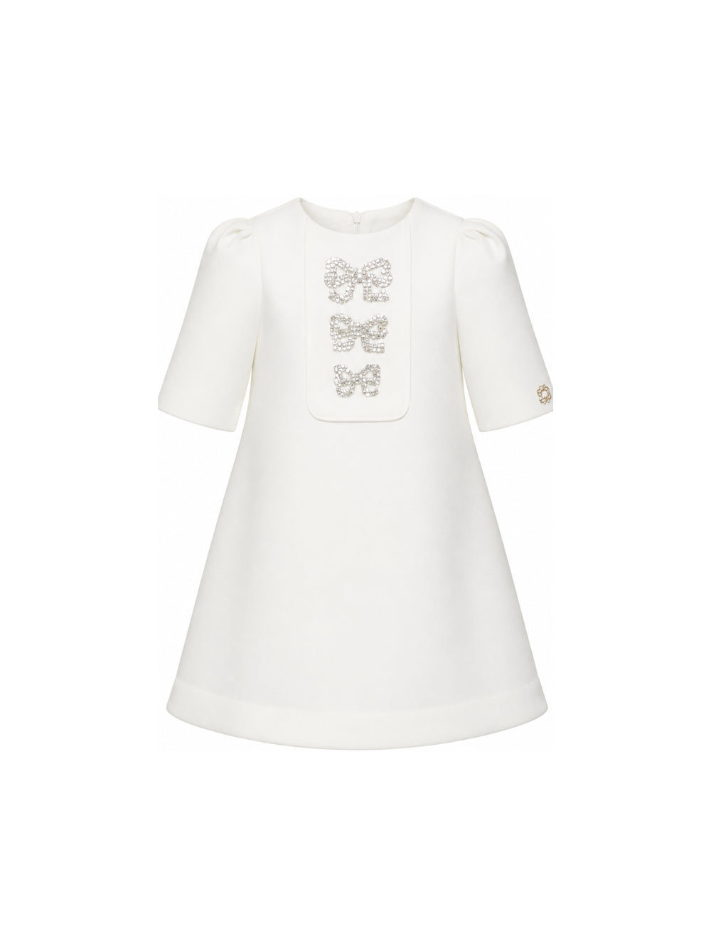 Abito per bambina Elie Saab Kids bianco con decorazioni fiocchi sul davanti EFAB135TS0802 WHT ElIE SAAB KIDS 