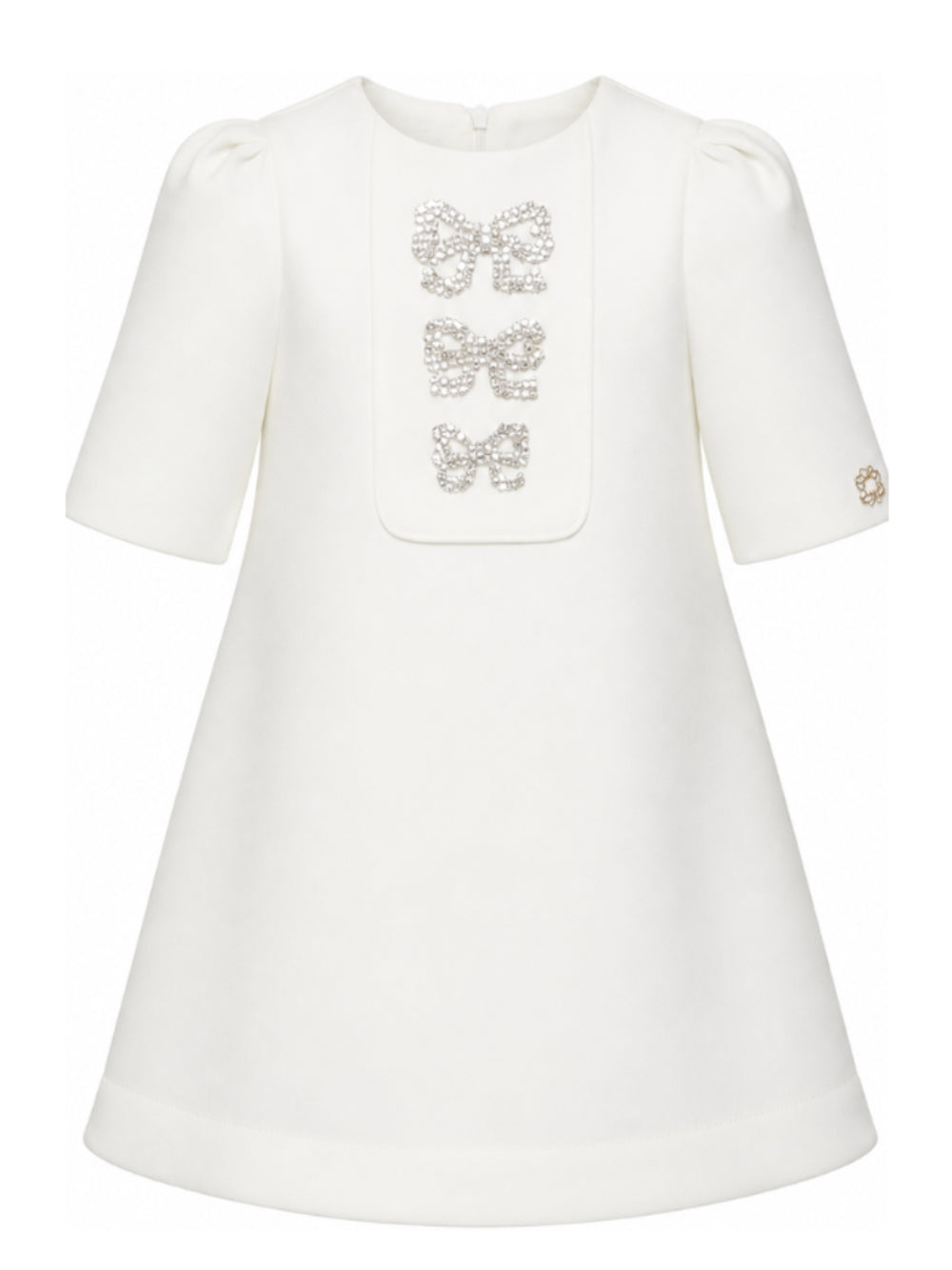 Abito per bambina Elie Saab Kids bianco con decorazioni fiocchi sul davanti EFAB135TS0802 WHT ElIE SAAB KIDS 