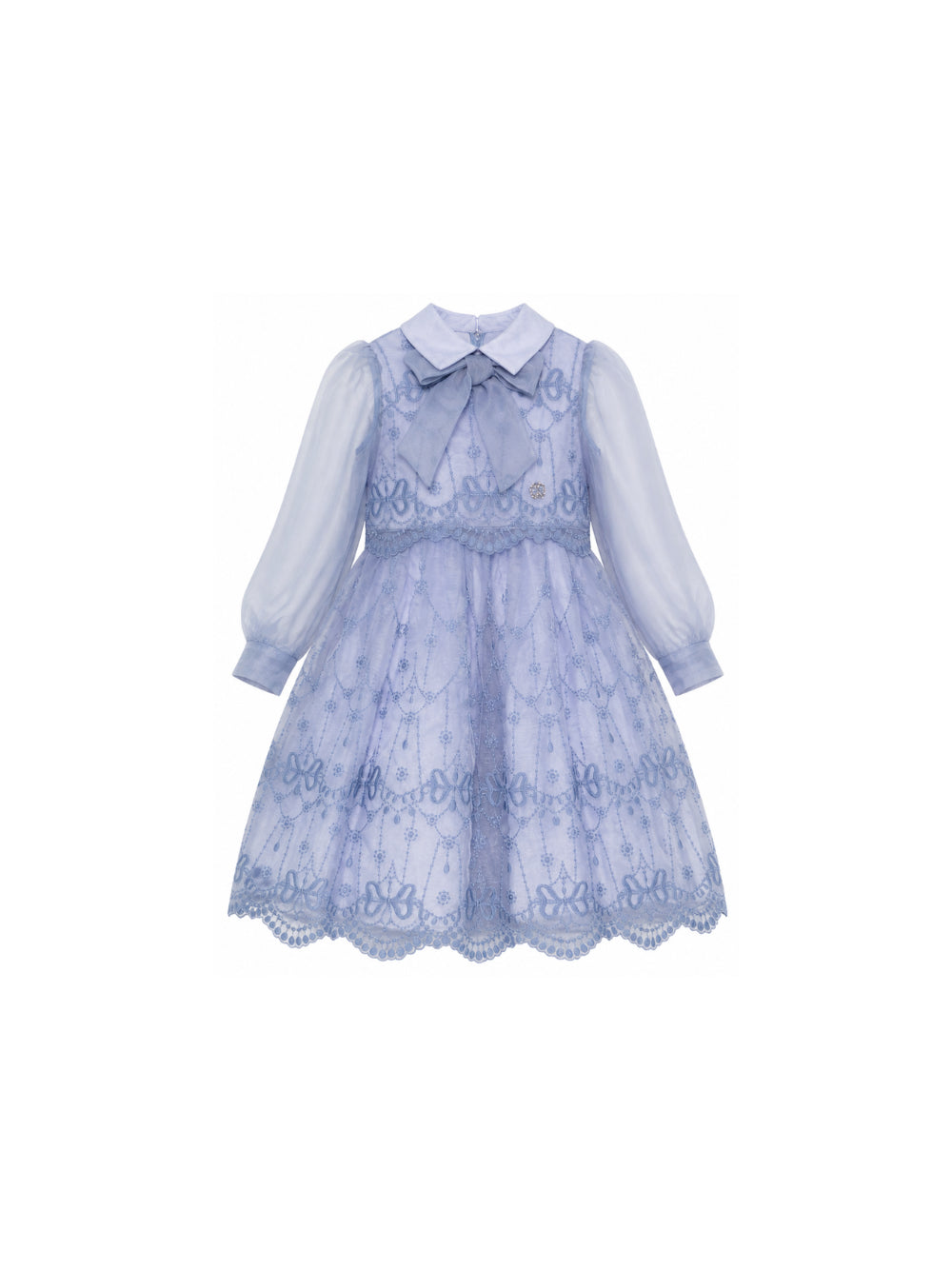 Abito per bambina Elie Saab Kids azzurro con dettaglio fiocco sul davanti EFAB136LUTS1159 LTB ElIE SAAB KIDS 