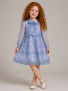 Abito per bambina Elie Saab Kids azzurro con dettaglio fiocco sul davanti EFAB136LUTS1159 LTB ElIE SAAB KIDS 