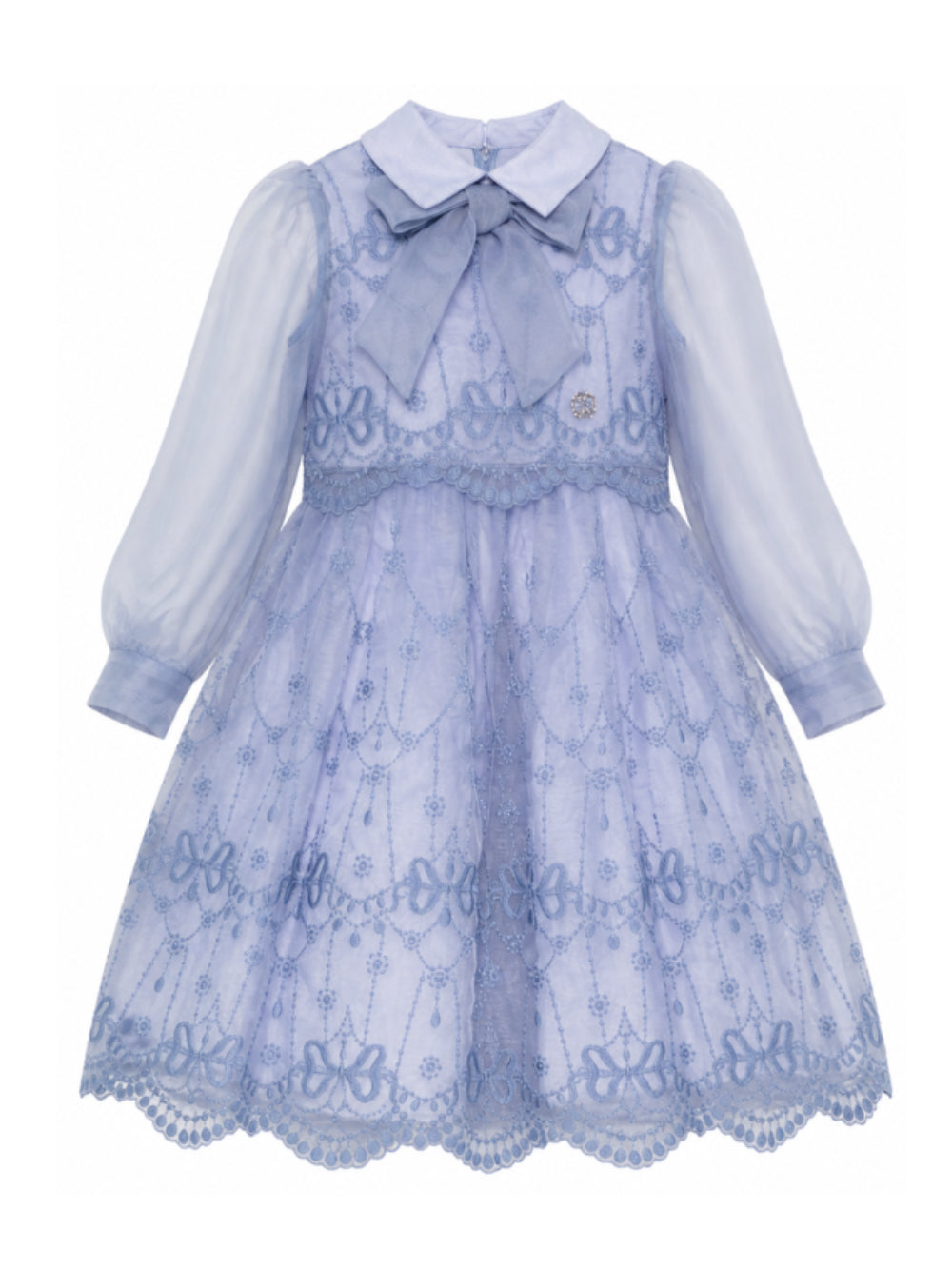 Abito per bambina Elie Saab Kids azzurro con dettaglio fiocco sul davanti EFAB136LUTS1159 LTB ElIE SAAB KIDS 