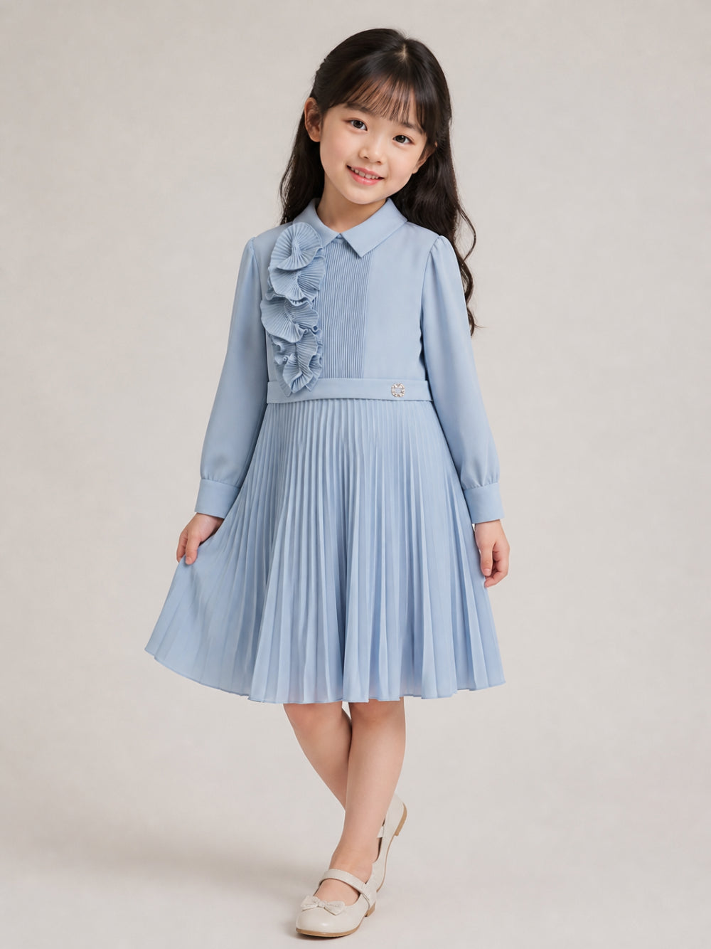 Abito per bambina Elie Saab Kids azzurro con texture plissettata EFAB141LUTS1036 LTB ElIE SAAB KIDS 
