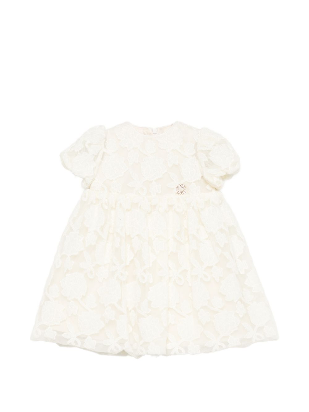 Abito per neonata Elie Saab Kids crema con strato in pizzo EGAB045TS1162 CRM ElIE SAAB KIDS 