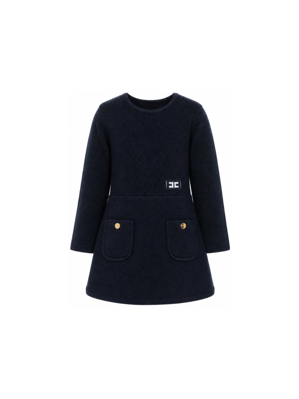Abito per bambina Elisabetta Franchi La Mia Bambina blu con dettagli color oro EFAB681CFL159 4462 ElISABETTA FRANCHI KIDS 