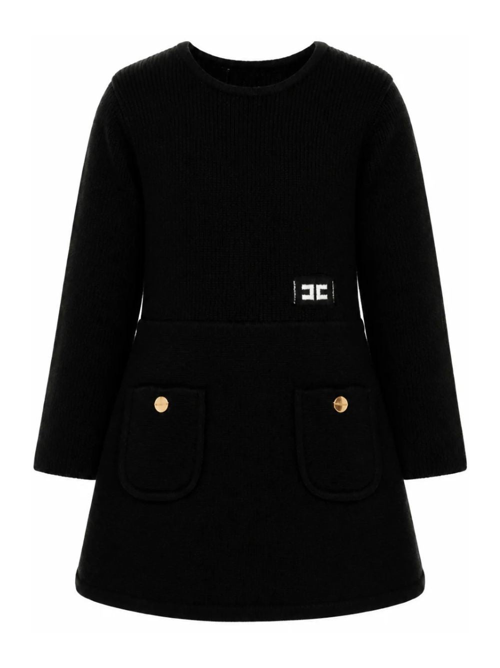 Abito per bambina Elisabetta Franchi La Mia Bambina nero con dettagli color oro EFAB681CFL159 N101 ElISABETTA FRANCHI KIDS 