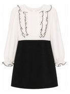 Abito per bambina Elisabetta Franchi La Mia Bambina bianco e nero con dettagli ruches EFAB6890VI011 D759 ElISABETTA FRANCHI KIDS 